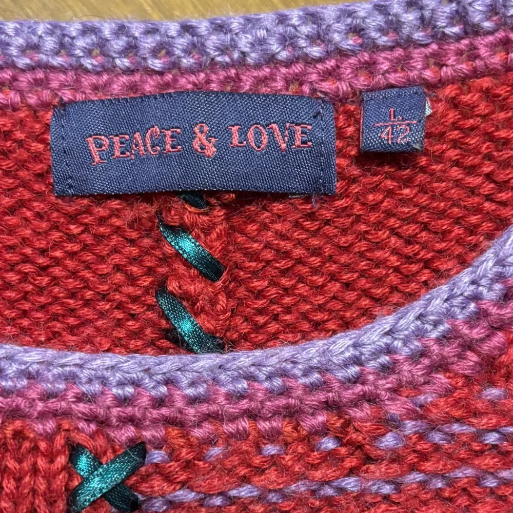 Wool blend vintage embroidered sweater, large - Picture 3 of 8